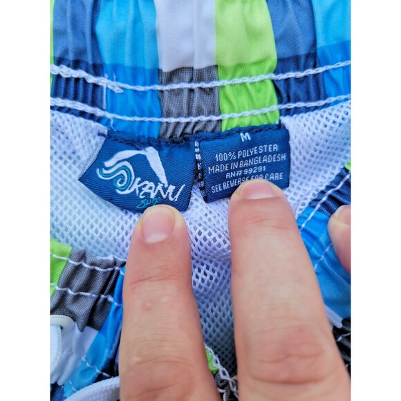 Kanu Surf Men's Swim Trunk - Blue Green Checkered Size M 3 pockets - Picture 2 of 4